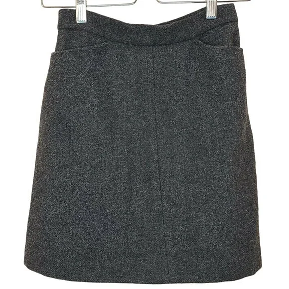 Gap Womens Skirt Size 1 Gray Wool Blend Mini A-line Casual Work Office Career - Picture 1 of 12